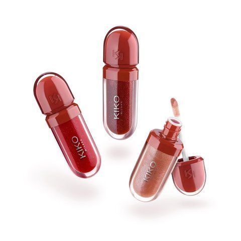 Набір із 3 міні-блисків для губ 3D Hydra Kiko Milano Flirt Alert Mini Kisses Maxi Shine Kit 3D Hydra Lip Gloss 10,5 мл 10998 фото