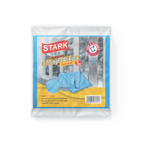 Серветки з мікрофібри для скла та дзеркал 1 шт TM STARK 35*35  15048-1 фото