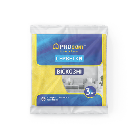 Серветки віскозні 3 шт ТМ Prodom 30*36  20204-1 фото