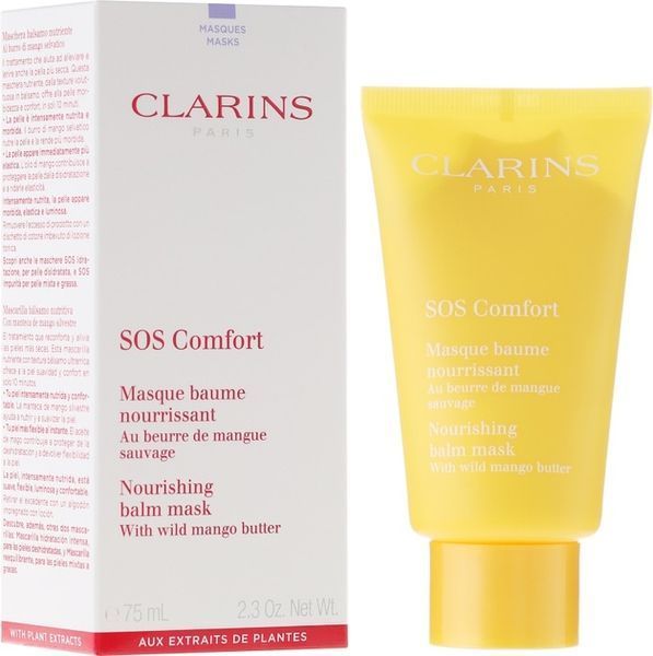 Живильна маска з олією манго для обличчя Clarins SOS Comfort Nourishing Balm Mask With Wild Mango Butter, 75 мл 8125 фото