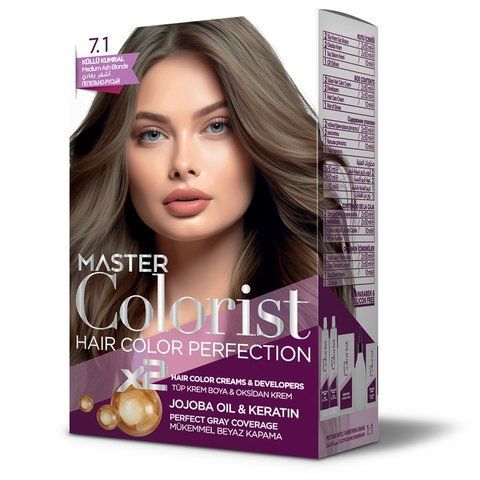 Фарба для волосся Master Colorist 7.1 Попелясто-русий, 2x50 ml+2x50 ml+10 ml 302335 фото