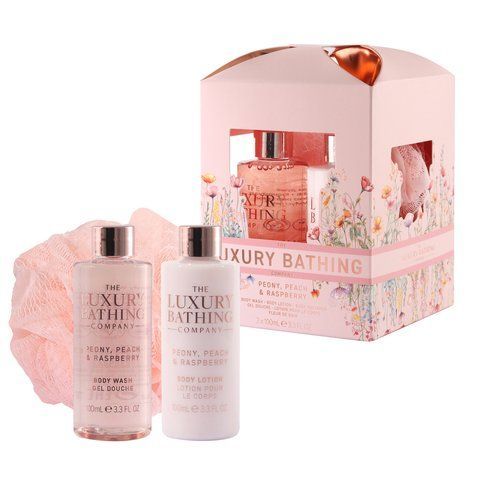 Набір Grace Cole Peony, Peach & Raspberry жіночий sh/gel 100+b/lot 100ml+мочалка 11894 фото