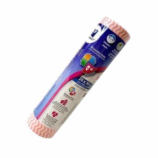 Серветки Aquasoft woodpulp 25х30 см рожева хвиля (30шт в рулоні з перфорацією) 91916 фото