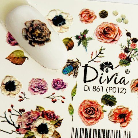 Наклейки Divia "Рельеф" - Di861 [P012 - квіти] Di861/P012 фото