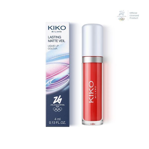 Рідка матова помада KIKO MILANO Milano Cortina 2026 Lasting Matte Veil Liquid Lip Colour 03 Cherry red 4 мл 13697-03 Cherry red фото